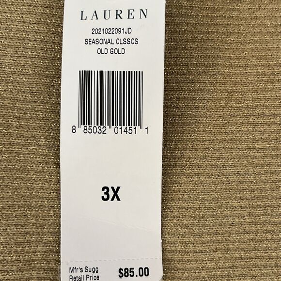 NWT RALPH LAUREN Gold Glitter Knit Long Sleeve Turtle Neck Sweater SIZE 3X - Picture 7 of 14